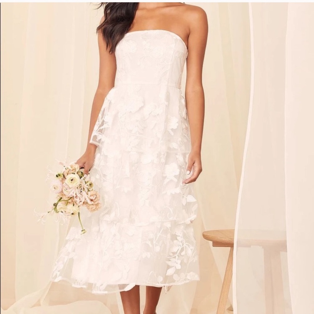 Lulus White Floral Tiered Dress